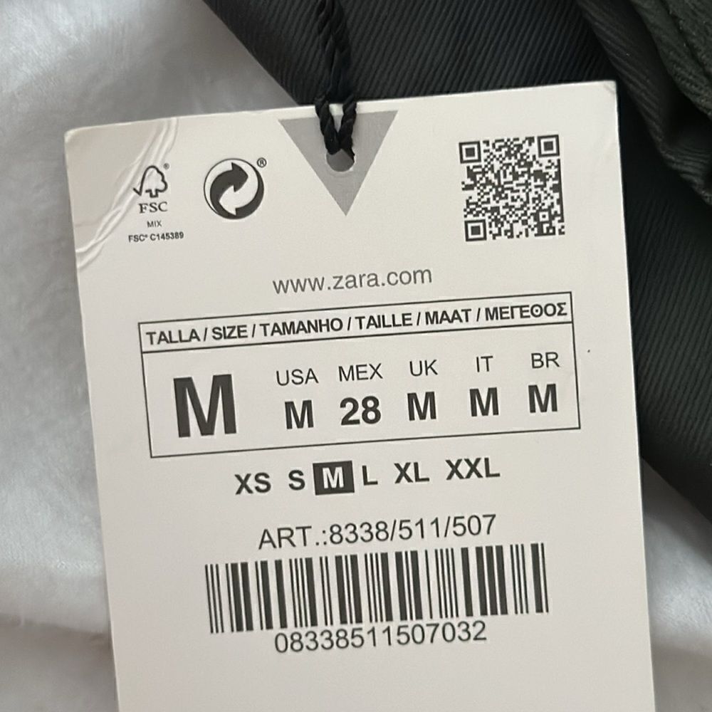 ZARA | Dark Khaki | WAXED CAPRI PANTS - Picture 10 of 11